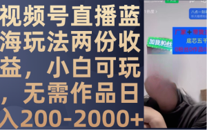 视频号直播蓝海玩法两份收益,小白可玩,无需作品日入200-2000+