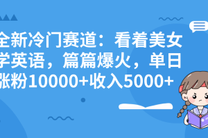 全新冷门赛道：看着美女学英语，篇篇爆火，单日涨粉10000+收入5000+