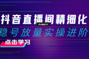2024抖音直播间精细化运营：稳号放量实操进阶 选品/排品/起号/小店随心…