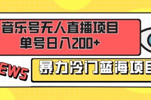 音乐号无人直播项目,单号日入200+ 妥妥暴力蓝海项目 最主要是小白也可操作