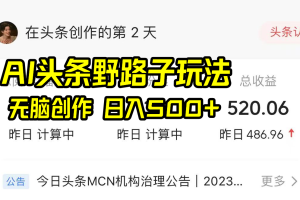 AI头条野路子玩法,无脑创作,日入500+