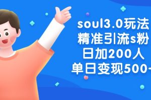 soul3.0玩法精准引流s粉，日加200人单日变现500+
