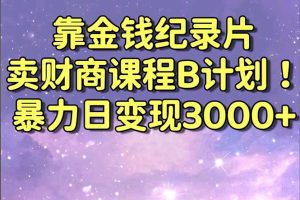 靠金钱纪录片卖财商课程B计划！暴力日变现3000+，喂饭式干货教程！
