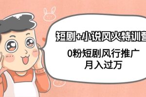 短剧+小说风火特训营,0粉短剧风行推广,月入过万(102节课)
