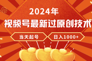 2024年视频号最新过原创技术,当天起号,收入稳定,日入1000+