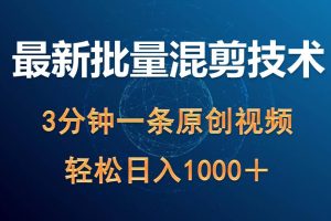最新批量混剪技术撸收益热门领域玩法,3分钟一条原创视频,轻松日入1000+