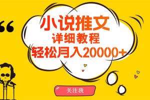 简单操作,月入20000+,详细教程!小说推文项目赚钱秘籍!