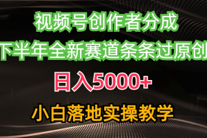 视频号创作者分成最新玩法,日入5000+ 下半年全新赛道条条过原创,小…