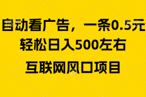 广告收益风口,轻松日入500+,新手小白秒上手,互联网风口项目
