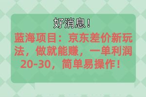 越早知道越能赚到钱的蓝海项目：京东大平台操作，一单利润20-30