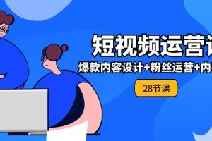 0基础学习短视频运营-全套实战课,爆款内容设计+粉丝运营+内容变现(28节)