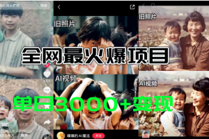 全网爆火的AI让老照片动起来教程，蹭热点日赚3000+，内含免费工具