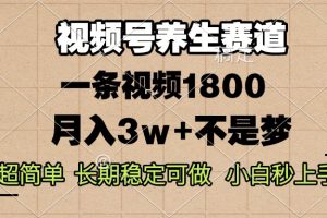 视频号的养生赛道, 稳定可做,月入3w+不是梦