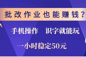 批改作业也能赚钱?0门槛手机项目,识字就能玩!一小时50元!