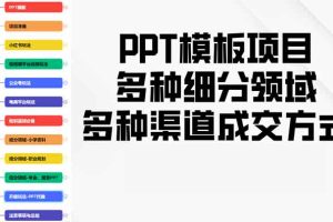 PPT模板项目,多种细分领域,多种渠道成交方式,实操教学