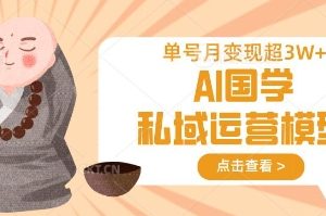 AI国学私域运营模型，单号月变现过W