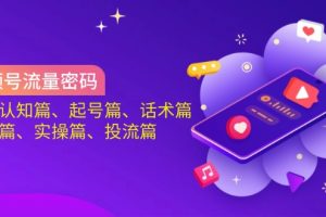 视频号流量密码：涵盖认知篇、起号篇、话术篇、选品篇、实操篇、投流篇