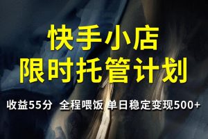 快手小店限时托管计划，收益55分，全程喂饭，单日稳定变现500+