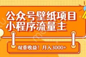 公众号壁纸项目,小程序流量主双收益,月入3000+