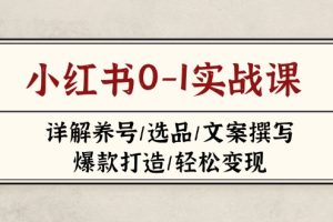 小红书0-1实战课(2023-2025)，详解养号/选品/文案撰写/爆款打造/轻松变现