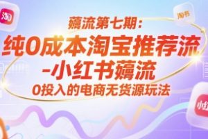 薅流第七期：纯0成本淘宝推荐流-小红书薅流最新版目，0投入的电商无货源玩法(附赠往期)