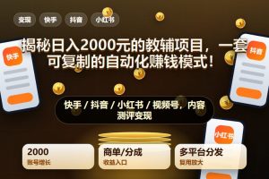 揭秘日入2000元的教辅项目:一套可复制的自动化赚钱模式!