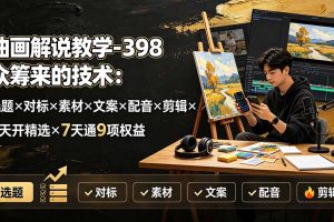 油画教学新玩法：众筹技术大揭秘，选题×对标×素材×文案×配音×剪辑×2天开精选×7天通9项权益全掌握