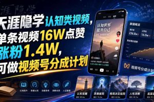 揭秘天涯隐学：单条视频16万点赞、涨粉1.4万，视频号分成计划新机遇
