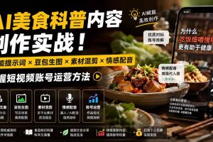 AI美食号从0到1：万能提示词×豆包生图×情感配音，手把手教你打造爆款短视频账号