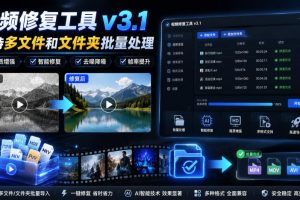 视频修复工具v3.1重磅升级：多文件与文件夹一键批量处理，效率翻倍！
