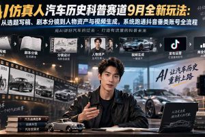 AI仿真人带你穿越汽车百年史：抖音科普赛道从选题到成片的完整玩法揭秘
